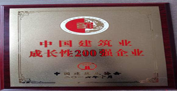 集团公司被评为全国建筑业成长性200强企业